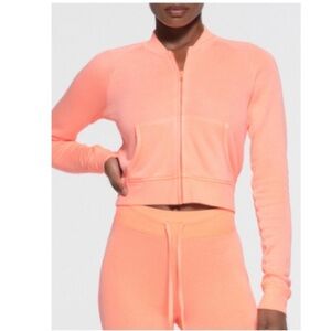 SKIMS Terry Zip Up Sweater Neon Orange Super Rare NWT Size Small